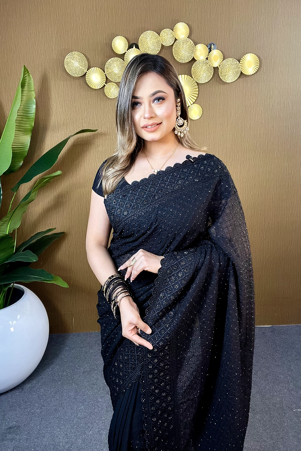 Black Diamond Soft Chiffon Georgette Saree